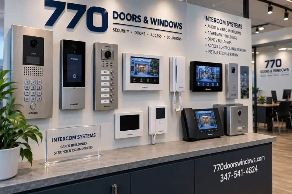 Illustration of audio and video intercom equipment concept