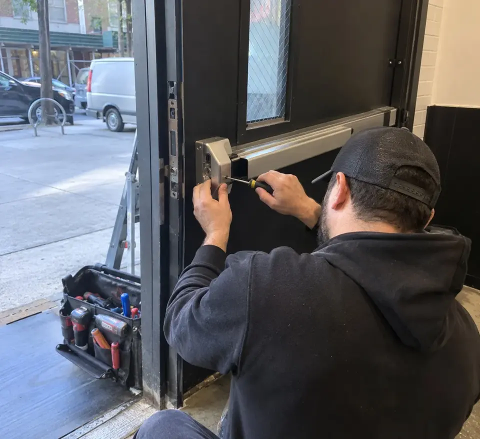 Illustration of commercial door push bar service